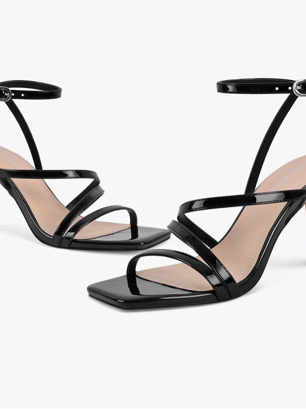 Piniko Strappy High Heel Ankle Square Open Toe Heels Sz 10 Women Long - Picture 6 of 8